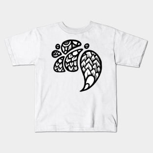 Cool Looking Bird Feather Doodle Art Kids T-Shirt